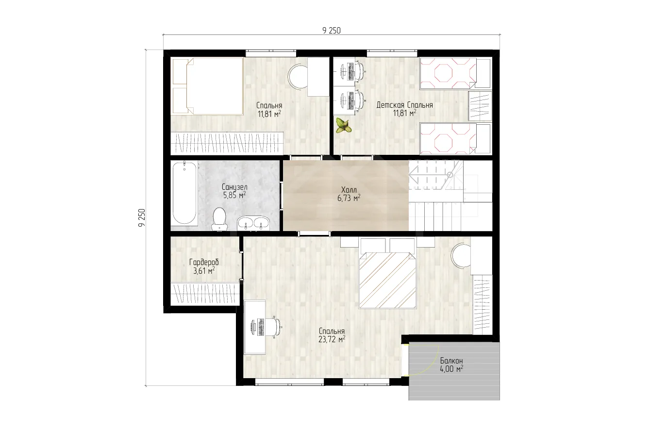 План 2-го этажа каркасный дом «Фантазия» 149 м²
